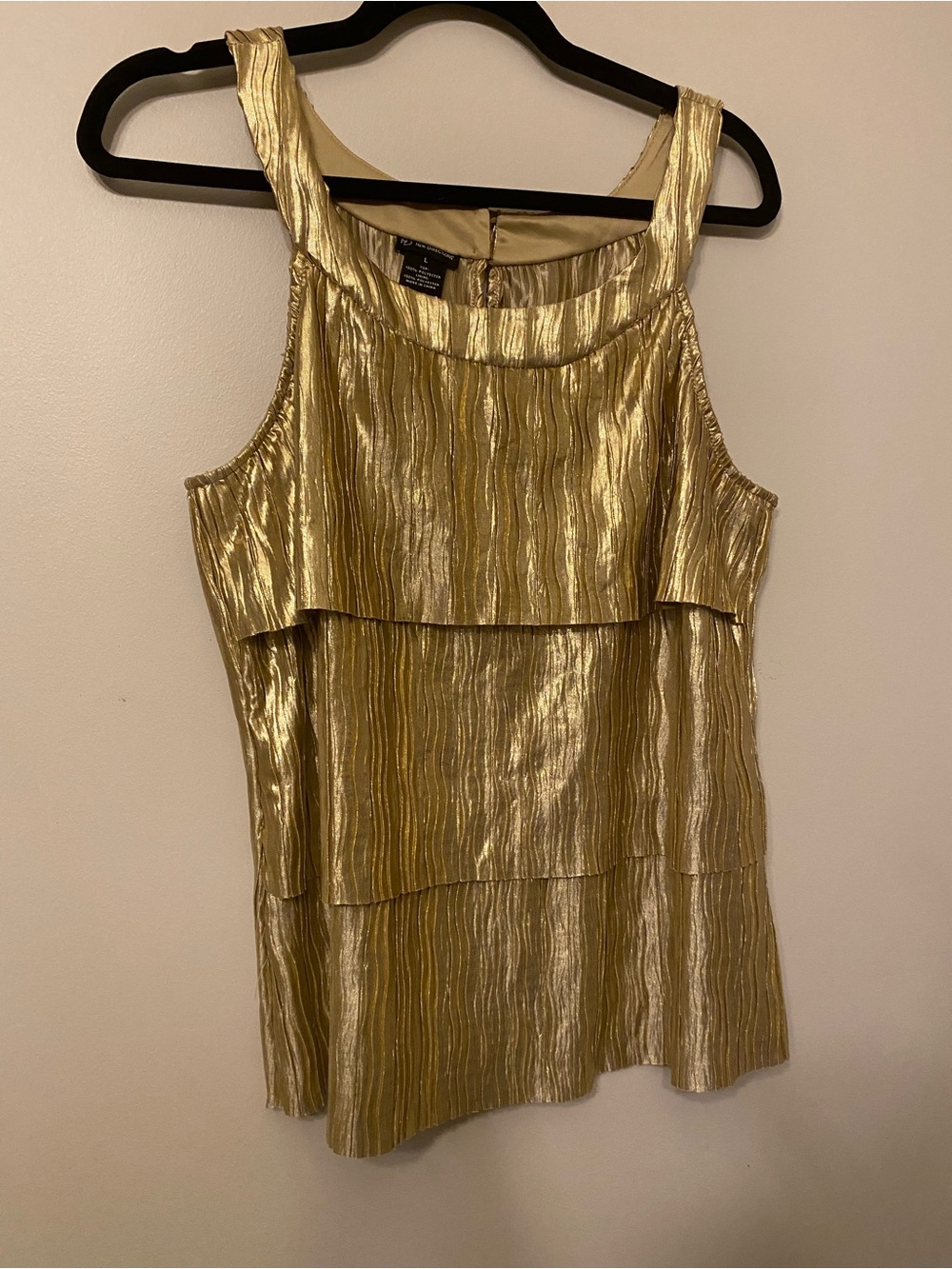 new directions Metallic Gold Tiered Sleeveless Camisole